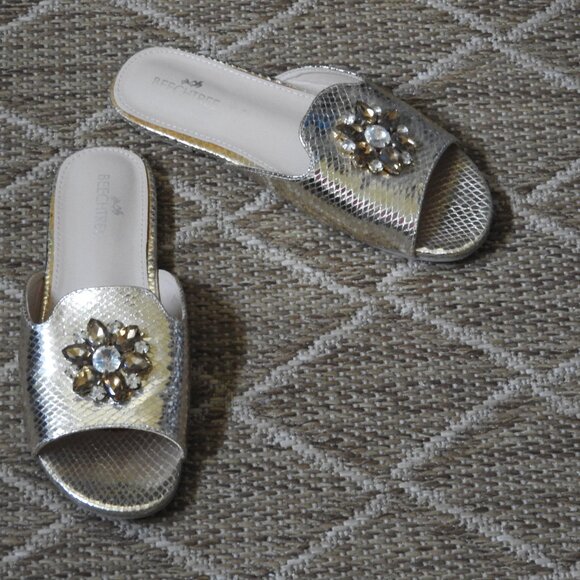 Beechtree Gold Embellished Slides, Size 39 - Picture 5 of 6